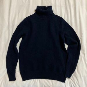 UNIQLO プレミアムラムタートルネックセーター ネイビー S