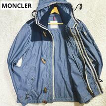 希少4XL/美品 MONCLER モンクレール マウンテンパーカー ブルゾン ジャケット シャンブレー デニム生地 ニット切替 ロゴワッペン 刺繍 6_画像1