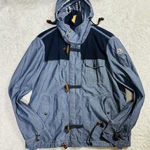 希少4XL/美品 MONCLER モンクレール マウンテンパーカー ブルゾン ジャケット シャンブレー デニム生地 ニット切替 ロゴワッペン 刺繍 6_画像2