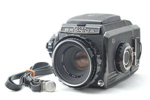 美品 ブロニカ Zenza Bronica S2 ブラック 後期型 6x6 中判カメラ Nikkor-P 75mm f/2.8 レンズ #5453