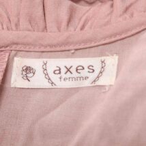 axes femme アクシーズファム 通年 長袖 フリル バンドカラー フレア ワンピース Sz.M　レディース ピンク　E4T00163_1#C_画像5