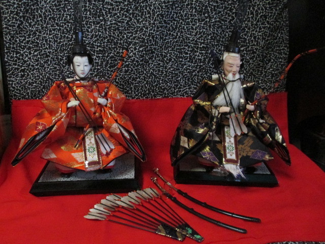 ★Shugetsu, Left Minister and Right Minister, Set of 2, Suijin, Hina Doll, Kinran, Vintage, High Quality, Hina Doll, 7-tiered, Wooden Stand, Beautiful Item, season, Annual Events, Doll's Festival, Hina Dolls