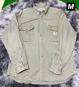 Carhartt ワークシャツ 古着　カーキー