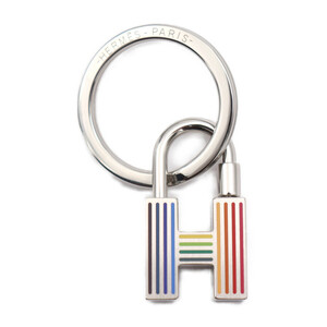 美品 エルメス CADENAS QUIZZ RAINBOW カデナ クイズ レインボー キーホルダー メタル シルバー マルチカラー チャーム【本物保証】