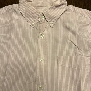無印良品　洗いざらしオックスボタンダウンシャツMピンク オックスフォード B.D ストライプシャツ