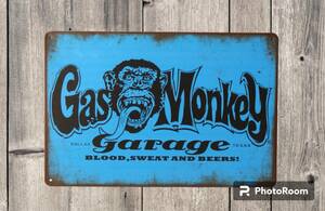 ブリキ看板 　Gas Monkey ガスモンキー　GM-102 　世田谷ベース　アメリカン雑貨　20×30㎝