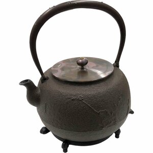 南店24-314 【良品】 長文堂 鉄瓶 山形鉱物 ヤカン 急須 茶器 鉄器 湯沸かし器 茶道具 伝統工芸 アンティーク コレクション インテリア