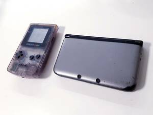 【ジャンク扱い】《即決有り》Nintendo 任天堂 ３ＤＳLL本体＋ゲームボーイカラー本体＝合計２台