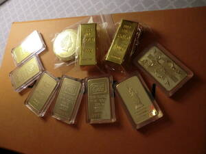 磁石 インテリア オブジェ セット クレディスイス ヴァルカンビ コイン 金 おまとめ ゴールドバー インゴット ゴールド 金地金 GOLD 