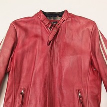 ∀ SCHOTT ショット 3181010 USED加工 クラシックレーサー ライダース ジャケット レザージャケット レッド シングルライダース M _画像3