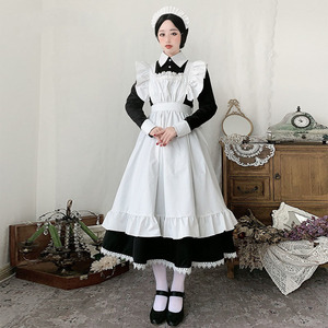  high quality Lolita made clothes apron One-piece 3 point set cosplay meido Cafe uniform body type cover long height Kiyoshi . elegant lady's 