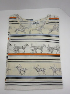 ブランド祭 HERMES エルメス 乗馬 馬車 馬柄 半袖 Tシャツ Sサイズ 綿100％ イタリア製 レディース 