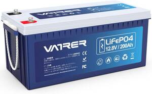 ジャンク品電圧無しVATRER POWER12V 200Ahリン酸鉄リチウムイオンバッテリー200A のBMS内蔵 2560Wh 低温保護 LiFePO4 (PSE認証済み)