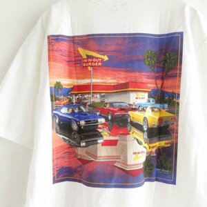 新品 IN-N-OUT BURGER ラスベガス アメ車 レトロカー 半袖Tシャツ 白 L インアンドアウトバーガー デッドストック D147-01-0027ZVW