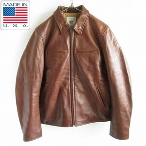 美品 USA製 Golden Bear×テイラースティッチ XL MOTO レザー ジャケット 茶系 シングルライダース ゴールデンベア D148-18-0027ZVW