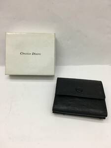 9468 Christian Dinorre クリスチャン・ディノーレ オーストリッチ 三つ折り財布 ブラック 中古品