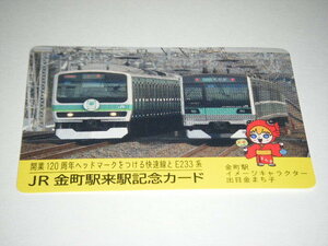 【JR東日本首都圏本部】JR金町駅来駅記念カード 快速線とE233系Ver.1枚検索用： 鉄カード 駅カード 電車カード