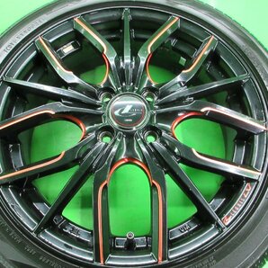 PCD100 Weds レオニス ブラックレッド 5j/+45 ハブ約67㎜ ヨコハマ ブルーアースAE50 165/50R16 製造21年 約9分山 4本 中古 軽カーの画像3