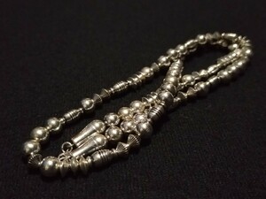 【navajo jewelry】ナバホ族シルバービーズ一連ネックレス