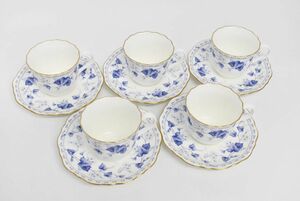 (725S 0215M7) 1円～ 未使用 NARUMI ナルミ コーヒカップ＆ソーサー 5客揃 ソラリア 金彩 茶器 洋食器