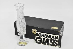 (734S 0221M17) 1円～ 未使用 BOHEMIA GLASS ボヘミアガラス 花瓶 CZECHOSLOVAKIA チェコスロバキア 花器 インテリア