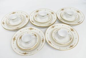 (738L 0228M9) 1円～ 未使用 Noritake ノリタケ 食器 19点セット サフォーク コーヒーカップ 中皿 大皿 深皿 他 金彩 まとめて