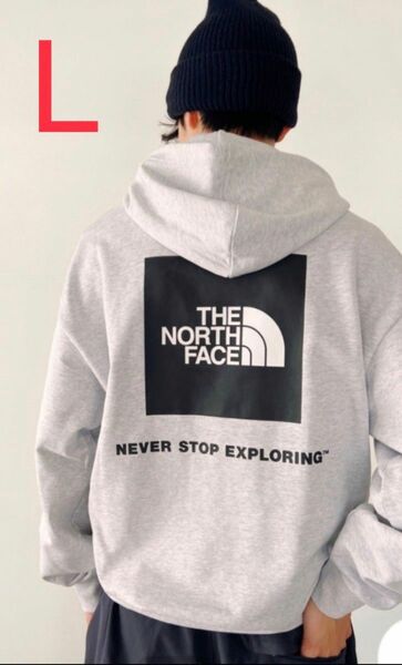 THE NORTH FACE ノースフェイスボックスロゴフーディーNSE BOX LOGO HOODIEスウェットパーカーLグレー