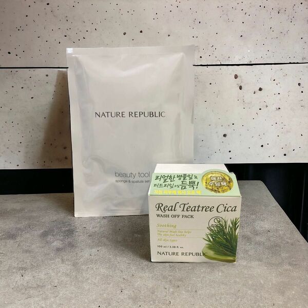 nature republic teatree cica wash off pack 洗い流しパック&スパチュラセット