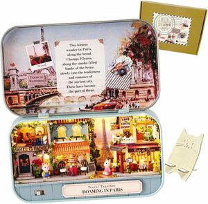  Paris. ..moin moin doll house miniature handmade kit set [ Japanese with instruction attached ] case . world travel 