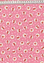 ★ちょこっと 国産コットン Happy message 30’S イチゴ フラワー ピンク サイズ約３０cm×１１０cm ｈ-３９０_画像2