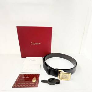 14842/ Cartier カルティエ 黒革ベルト ブラック ゴールド 金具 ファッション