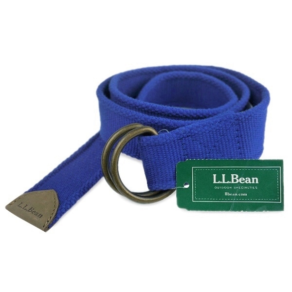 デッドストック 00s LLBEAN エルエルビーン コットン キャンバス レザー リング ベルト ウェブベルト オールド ビンテージ 雑貨 古着 青