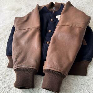 激レア 美品◎VAN JACKET CLASSICS Harris Tweed スタジャン くるみボタン 袖レザー 袖革 馬革 L ヴァンジャケット ハリスツイード 中綿の画像5