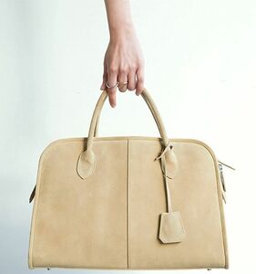  regular price 29,700 jpy ultimate beautiful goods Hoaw. is .u mountain sheep leather suede leather Boston bag Camel 