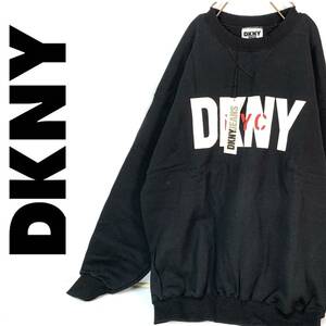 未使用【90s’USA製】 DKNY JEANS Donna Karan New York ダナキャランニューヨーク 裏起毛 デカロゴ スェット ヴィンテージ