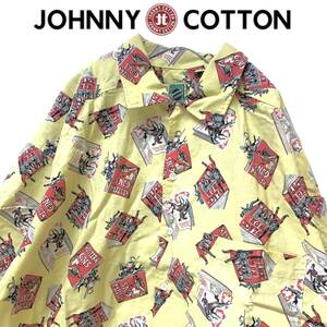 JOHNNY COTTON【L】USA 90s' メンズ 古着 総柄 オーバーサイズ 半袖 WESTERN GUNS ヴィンテージシャツ
