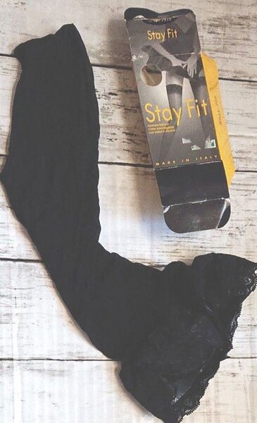 stay fit シリコンテープ ニーハイストッキング ブラック
