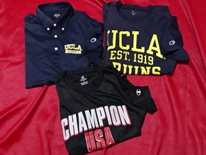 ☆Champion チャンピオン UCLA　BRUINS USA プラクティス Tシャツ ポロ　3枚セット黒紺　XL 半袖　ポリエステル　MENS