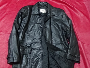 ☆ TOMY 牛革　リアルレザーコート　ジャケット　黒　4B　Lサイズ　MENS　BLACK　Leather　COAT　ノーベンツ レトロビンテージ