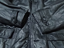 ☆ TOMY 牛革　リアルレザーコート　ジャケット　黒　4B　Lサイズ　MENS　BLACK　Leather　COAT　ノーベンツ レトロビンテージ_画像6