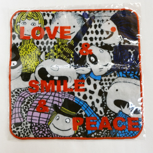 アルベロベロ LOVE & SMILE & PEACE いろんなお顔のプリント タオルハンカチ 25cm 新品