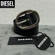 新品 未使用 タグ付き ★定価15,400円 DIESEL ディーゼル レディース 80cm ラウンドバックル カウレザー ベルト ブラック 01_画像1