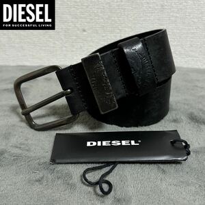 新品 未使用 タグ付き ★定価11,880円 DIESEL ディーゼル メンズ 90cm ベルト 牛革 レザー モヒカングラフィック ブラック 18