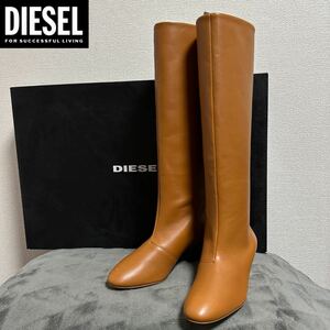 新品 未使用 箱あり ★定価51,700円 DIESEL ディーゼル レディース 23cm ロングブーツ カーフレザー ブロックヒール 14