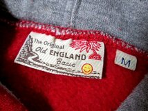 F【OLD ENGLAND Bacic】レッド系にグレー.・パーカートレーナー・Mサイズ！_画像4