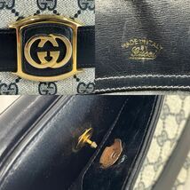 ★希少 OLD GUCCI オールドグッチ ショルダーバッグ シェリーライン ネイビー グレー レッド 赤 GG柄 スプリーム PVC レザー ヴィンテージ_画像10