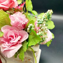 【レトロ】 造花 犬 薔薇 飾り 置き物 陶器 花瓶 花壺 ヴィンテージ アンティーク 洋風 インテリア ワンコ わんこ 動物 小物_画像7