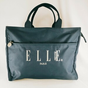 ELLE エル トートバッグ 手提げ ナイロン ネイビー レトロ 大容量 通勤通学 鞄 かばん カバン ハンド スクエア レトロ