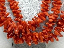 【即決】 枝珊瑚 3連ネックレス サンゴ コーラル 赤 レッド ネックレス セミロングネックレス 3.5×4.5~3.5×13㎜ 60㎝ _画像4