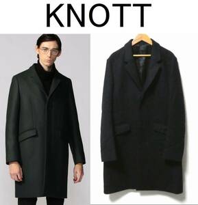 正規品 定価74,800円 KNOTT MEN ノットメン トゥモローランド メルトン 比翼 チェスターコート 1 濃紺 ネイビー メンズ